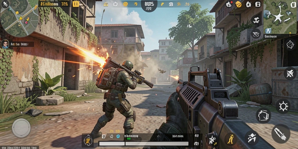 Screenshot menunjukkan aksi pertempuran seru dalam game TPS.