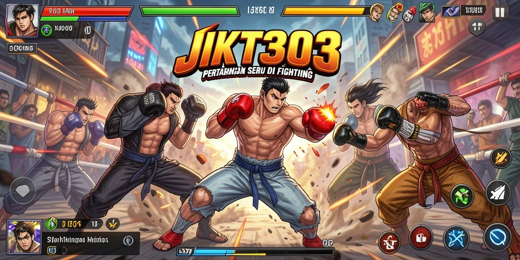 Tangkapan layar gameplay JKT303 yang menunjukkan aksi pertarungan intens.