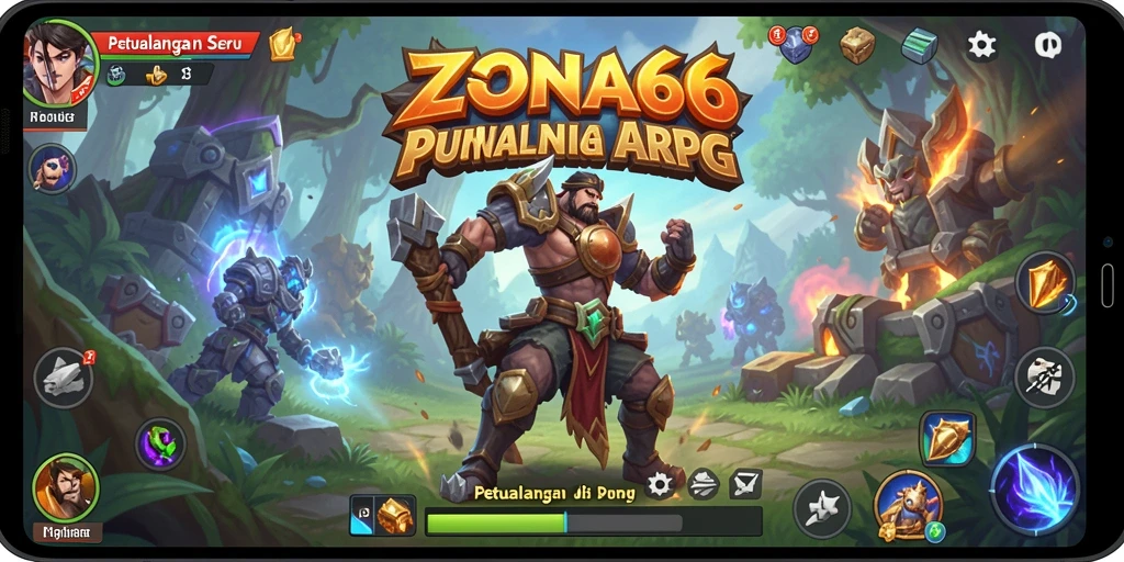 Tangkapan layar utama ZONA66 menampilkan aksi seru gameplay ARPG.